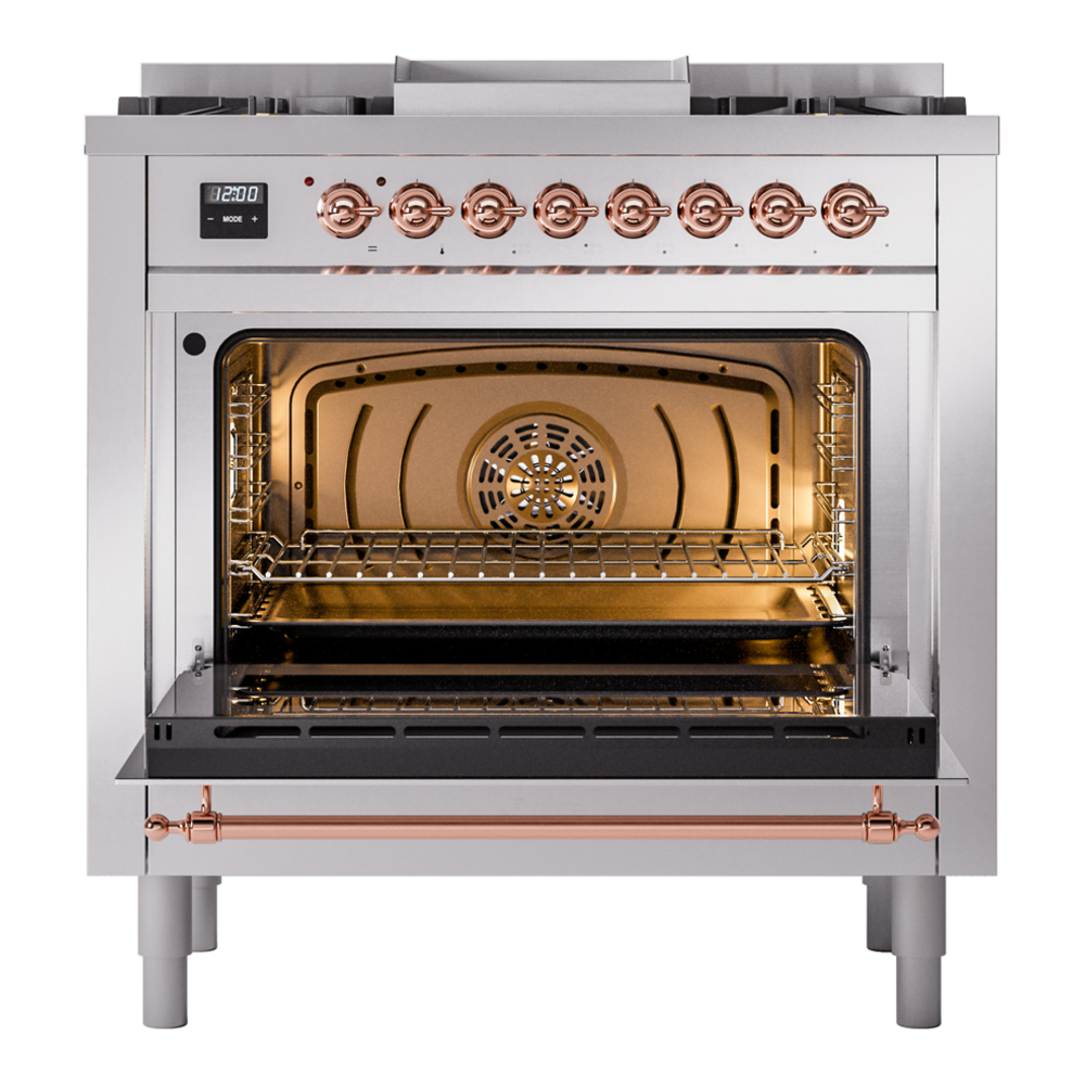 ILVE UP36FNMPSSPLP Nostalgie II 36" Dual Fuel Range, oven door opened
