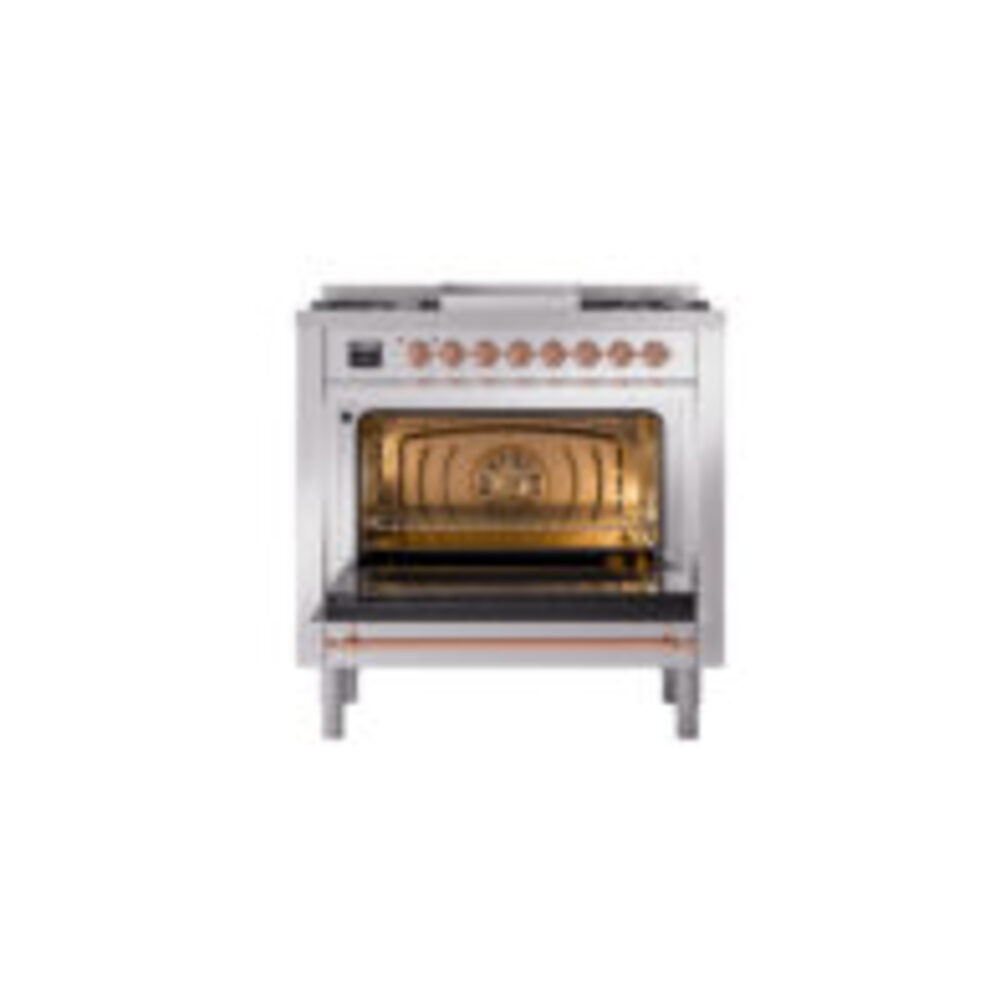 ILVE UP36FNMPSSPLP Nostalgie II 36" Dual Fuel Range, oven door opened
