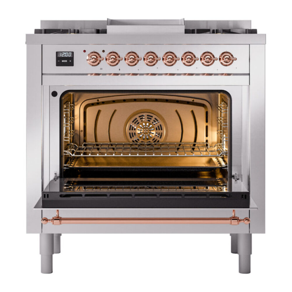 ILVE UP36FNMPSSPLP Nostalgie II 36" Dual Fuel Range, oven door opened