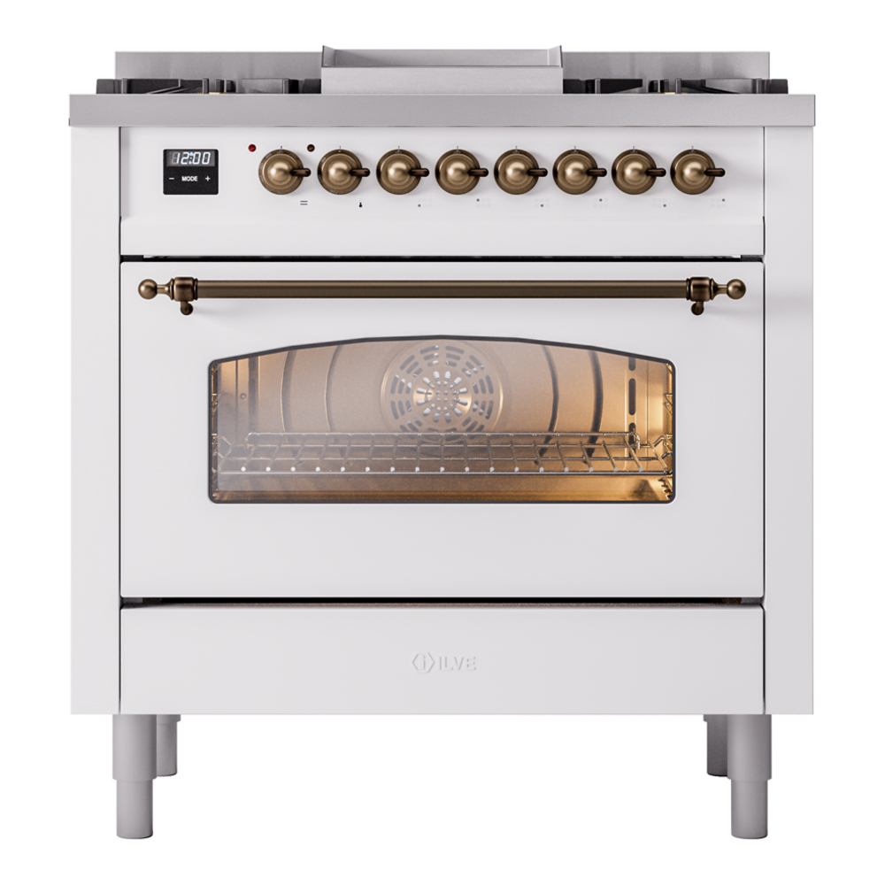 ILVE Nostalgie II 36" UP36FNMPWHB Dual Fuel Range front view
