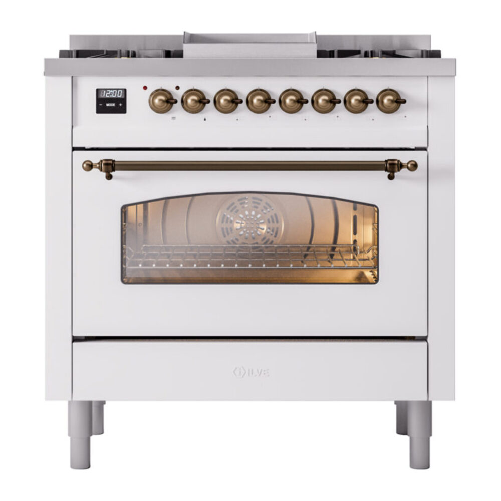 ILVE Nostalgie II 36" UP36FNMPWHB Dual Fuel Range front view