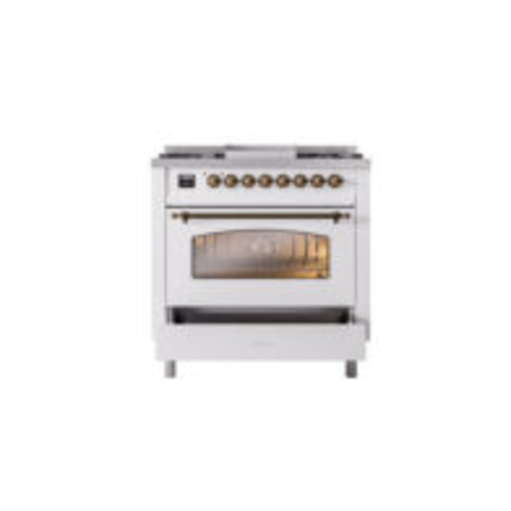 ILVE Nostalgie II 36" UP36FNMPWHB Dual Fuel Range drawer opened