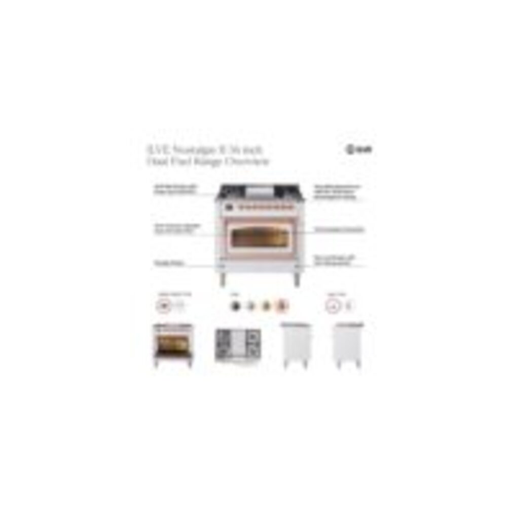 ILVE UP36FNM Nostalgie II 36 inch Dual Fuel Range with 6 Burners and Griddle