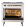 ILVE Nostalgie II 36" UP36FNMPWHGLP Dual Fuel Range door opened