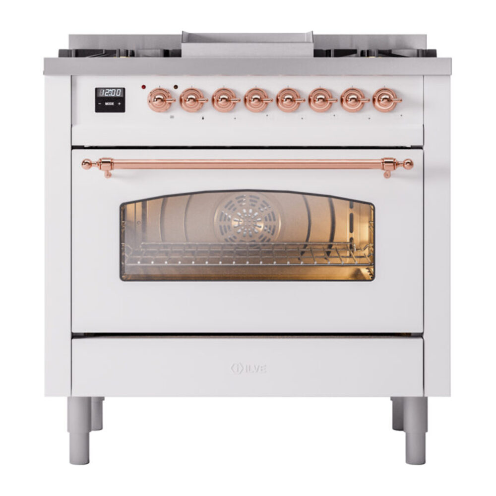 ILVE Nostalgie II 36" UP36FNMPWHPLP Dual Fuel Range front view