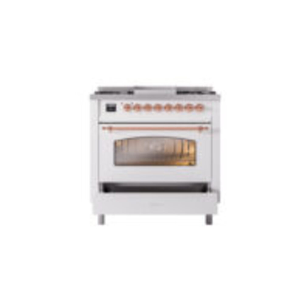 ILVE Nostalgie II 36" UP36FNMPWHPLP Dual Fuel Range drawer opened