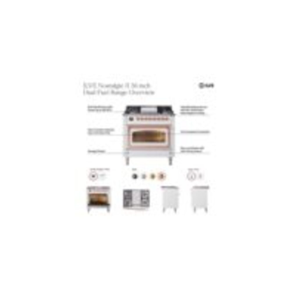 ILVE UP36FNM Nostalgie II 36 inch Dual Fuel Range with 6 Burners and Griddle