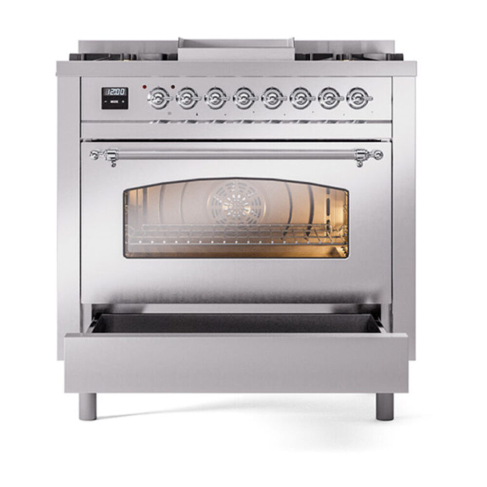 ILVE_UP36FQNMPSSCLP_Nostalgie_II_oven_door_opened