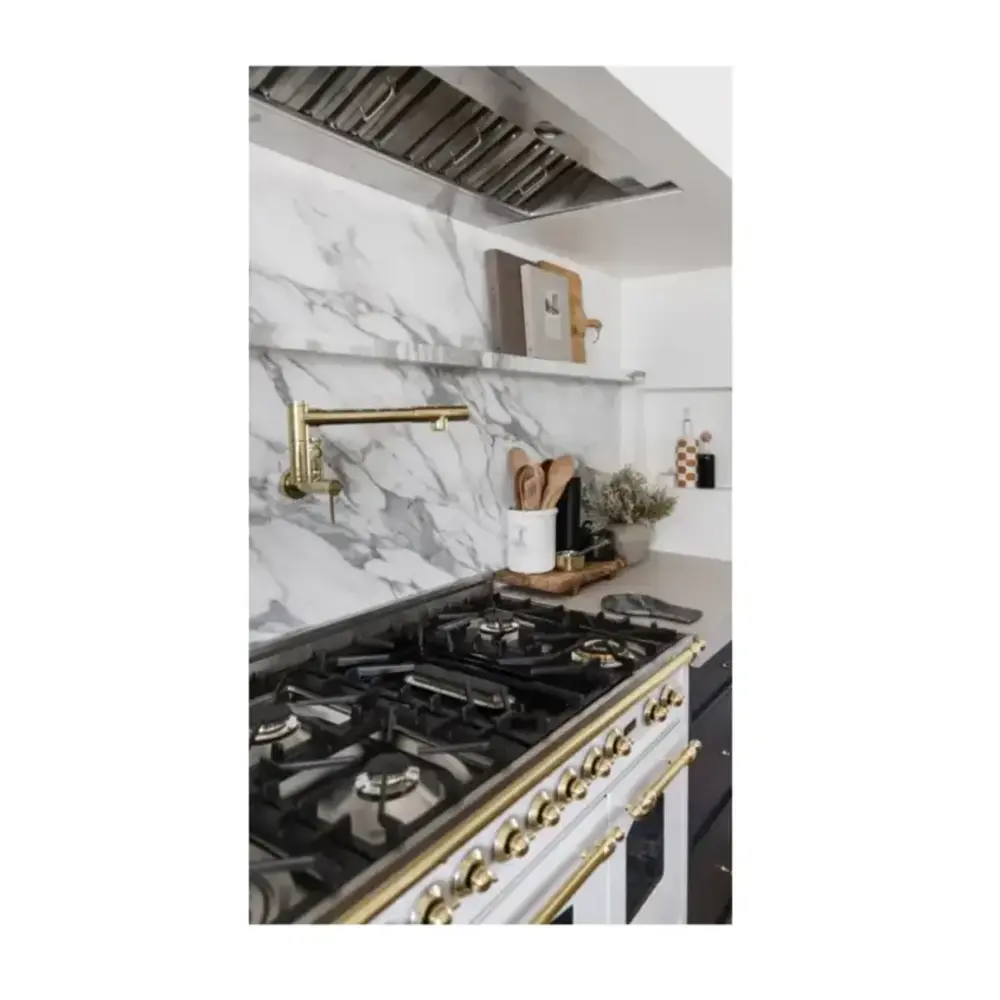 ILVE UP488NMP Nostalgie II 48 inch Dual Fuel Range with 8 Total Black Brass Sealed Burners, Brass Trim (Limited Edition)