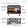 ILVE UP488NMP Nostalgie II 48 inch Dual Fuel Range with 8 Total Black Brass Sealed Burners, Brass Trim (Limited Edition)