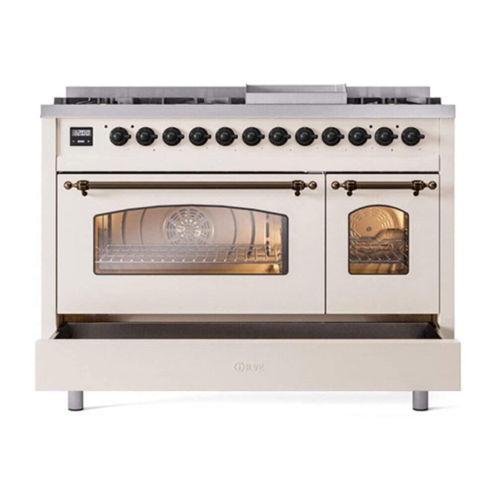 ILVE UP48F Nostalgie II 48 inch Dual Fuel Range with 5.02 cu. ft. Total Double Oven Capacity