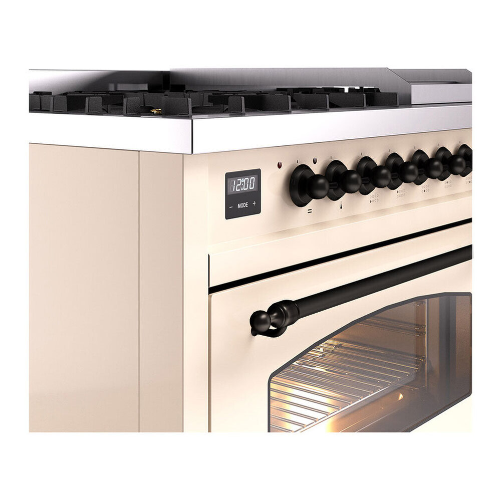 ILVE UP48FNMPAWB Nostalgie II 48 inch Dual Fuel Range with 5.02 cu. ft. Total Double Oven Capacity (8 Sealed Burners + Griddle, Natural Gas, Triple Glass Door, Antique White, Burnished) 9 ILVE UP48F Nostalgie II 48 inch Dual Fuel Range with 5.02 cu. ft. Total Double Oven Capacity