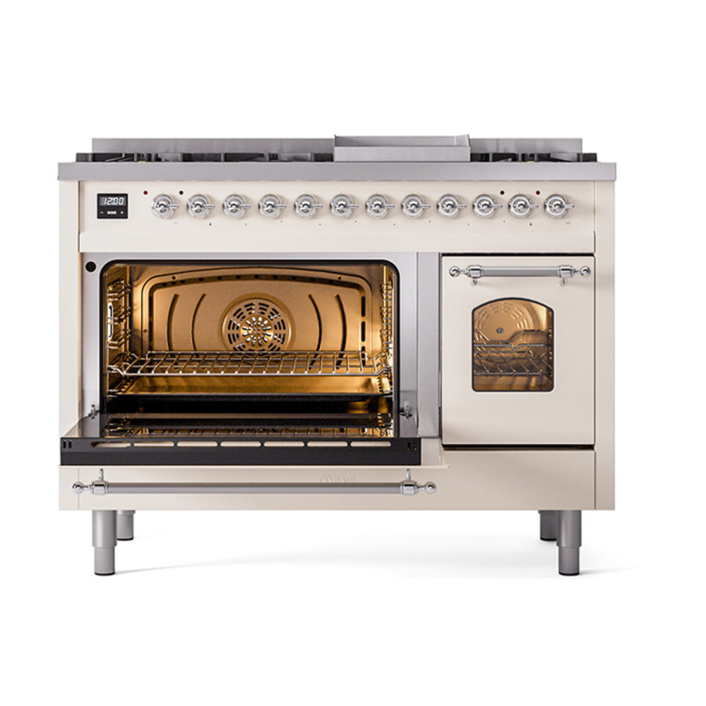 ILVE_UP48FNMPAWC_Nostalgie_II_48"_Dual_Fuel_Range_main_oven_door_opened