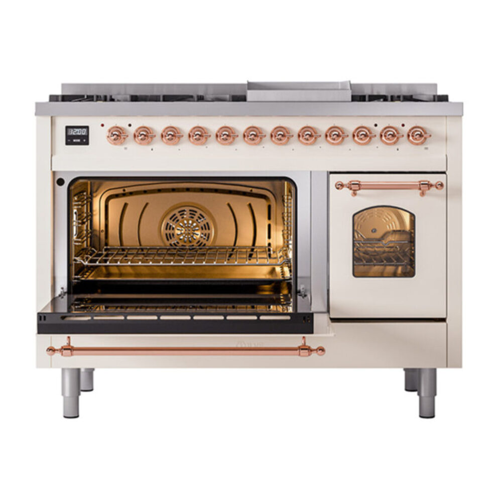 ILVE_UP48FNMPAWPLP_Nostalgie_II_48"_Dual_Fuel_Range_main_oven_door_opened