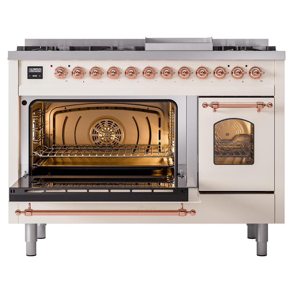 ILVE_UP48FNMPAWP_Nostalgie_II_48"_Dual_Fuel_Range_main_oven_door_opened