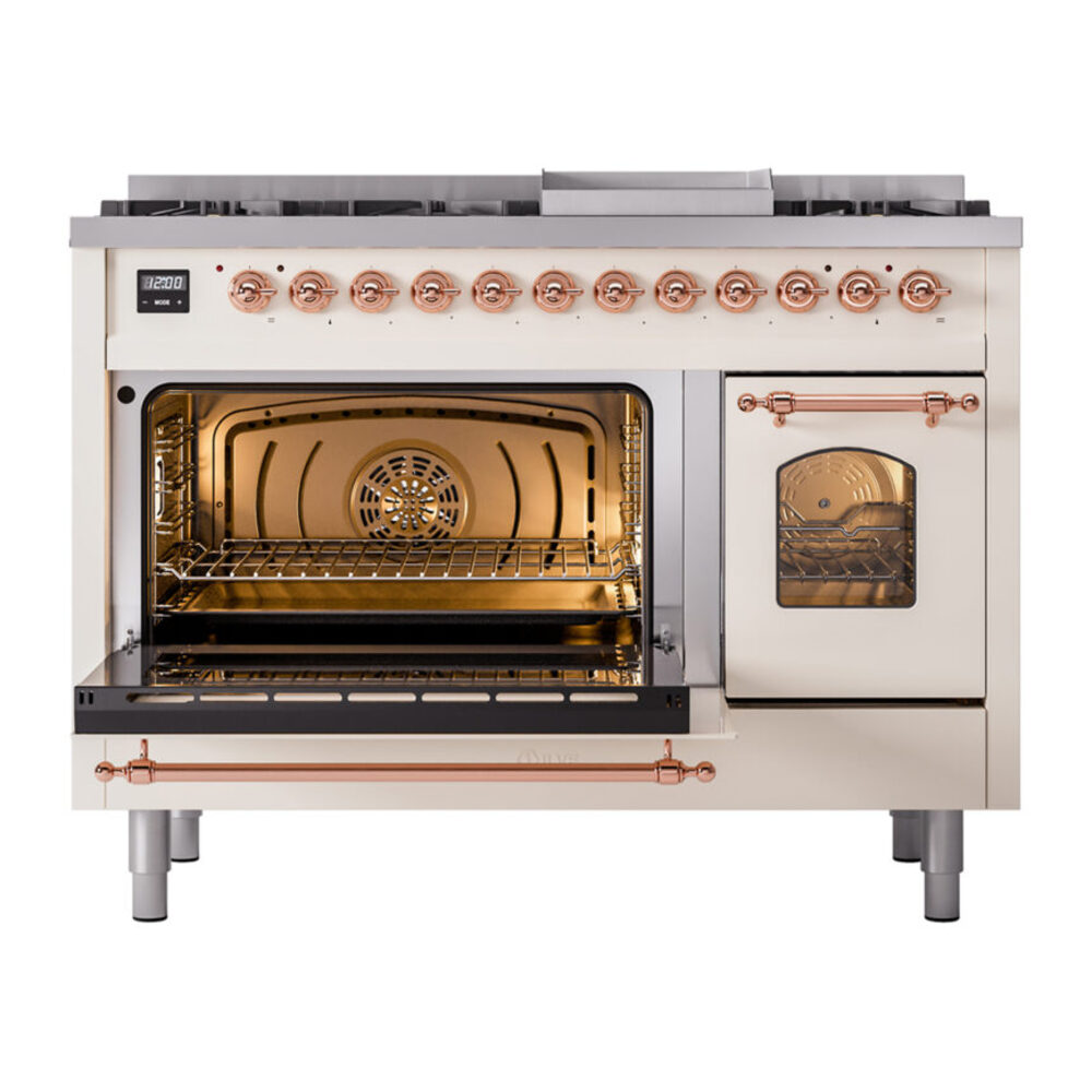 ILVE_UP48FNMPAWP_Nostalgie_II_48"_Dual_Fuel_Range_main_oven_door_opened