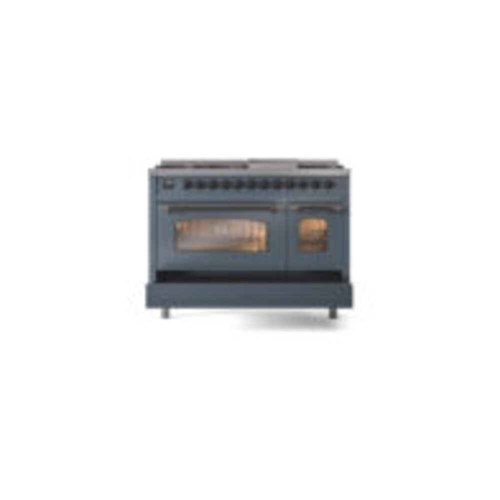 ILVE_UP48FNMPBGB_Nostalgie_II_48"_Dual_Fuel_Range_drawer_opened