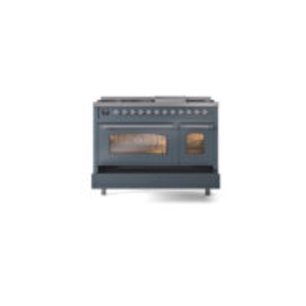 ILVE_UP48FNMPBGC_Nostalgie_II_48"_Dual_Fuel_Range_drawer_opened