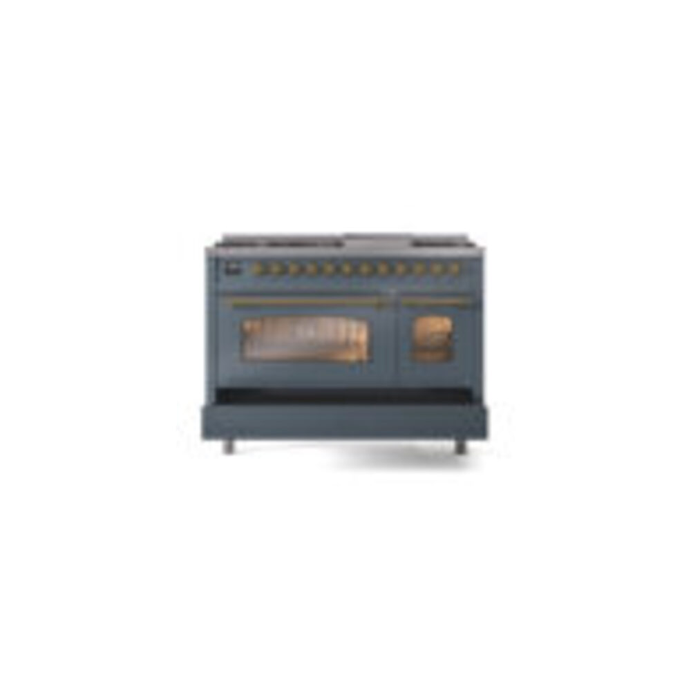 ILVE_UP48FNMPBGGLP_Nostalgie_II_48"_Dual_Fuel_Range_drawer_opened