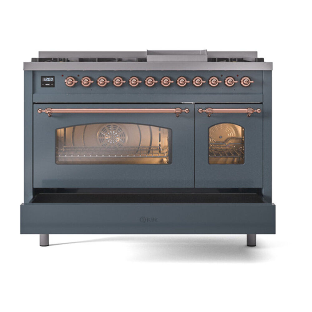 ILVE_UP48FNMPBGPLP_Nostalgie_II_48"_Dual_Fuel_Range_drawer_opened
