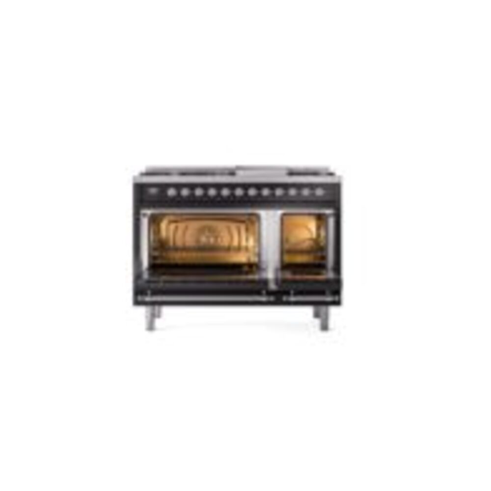 ILVE_UP48FNMPBKCLP_Nostalgie_II_48"_Dual_Fuel_Range_oven_door_opened