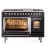 ILVE_UP48FNMPBKCLP_Nostalgie_II_48"_Dual_Fuel_Range_main_oven_door_opened