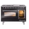 ILVE_UP48FNMPBKCLP_Nostalgie_II_48"_Dual_Fuel_Range_side_oven_door_opened