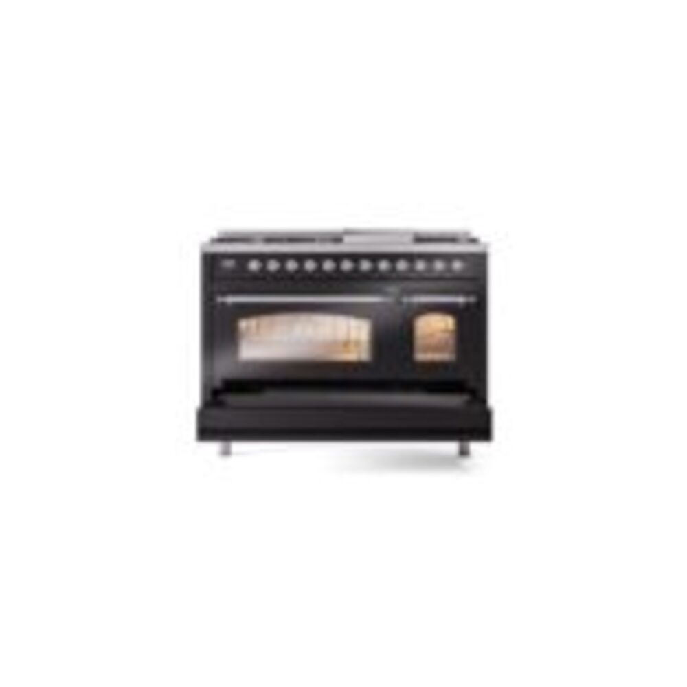 ILVE_UP48FNMPBKCLP_Nostalgie_II_48"_Dual_Fuel_Range_drawer_opened