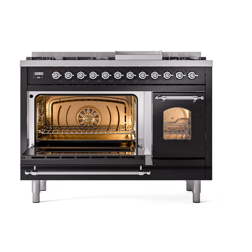 ILVE_UP48FNMPBKC_Nostalgie_II_48"_Dual_Fuel_Range_main_oven_door_opened
