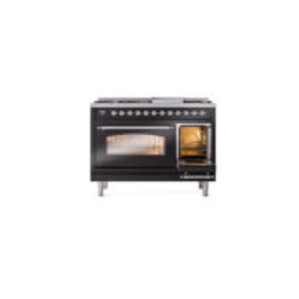 ILVE_UP48FNMPBKC_Nostalgie_II_48"_Dual_Fuel_Range_side_oven_door_opened