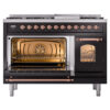 ILVE_UP48FNMPBKPLP_Nostalgie_II_48"_Dual_Fuel_Range_main_oven_door_opened