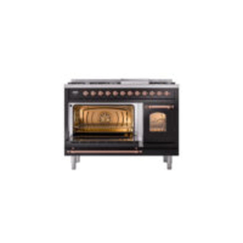 ILVE_UP48FNMPBKPLP_Nostalgie_II_48"_Dual_Fuel_Range_main_oven_door_opened
