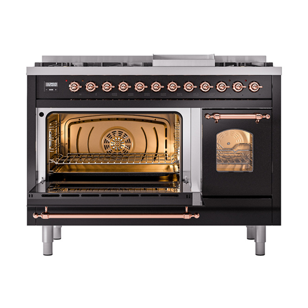 ILVE_UP48FNMPBKP_Nostalgie_II_48"_Dual_Fuel_Range_main_oven_door_opened