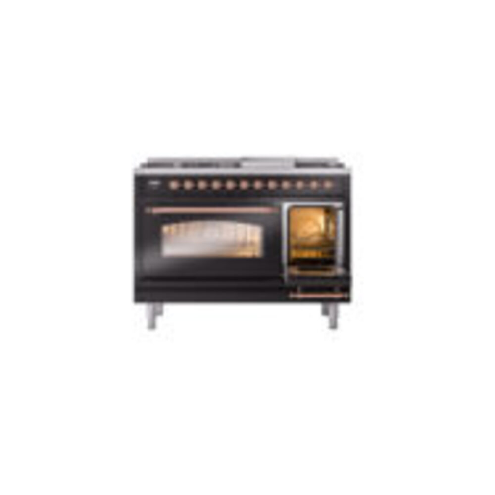 ILVE_UP48FNMPBKP_Nostalgie_II_48"_Dual_Fuel_Range_side_oven_door_opened
