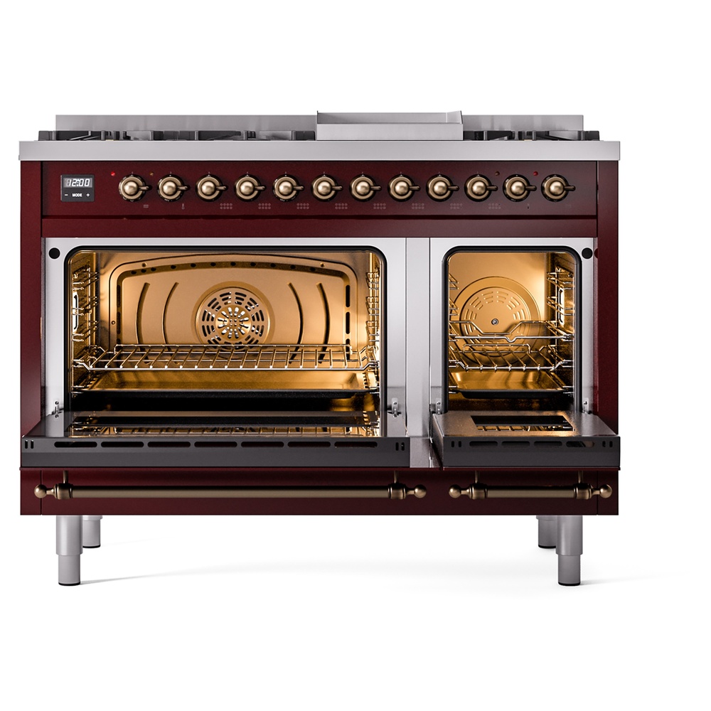 ILVE_UP48FNMPBUBLP_Nostalgie_II_48"_Dual_Fuel_Range_oven_door_opened