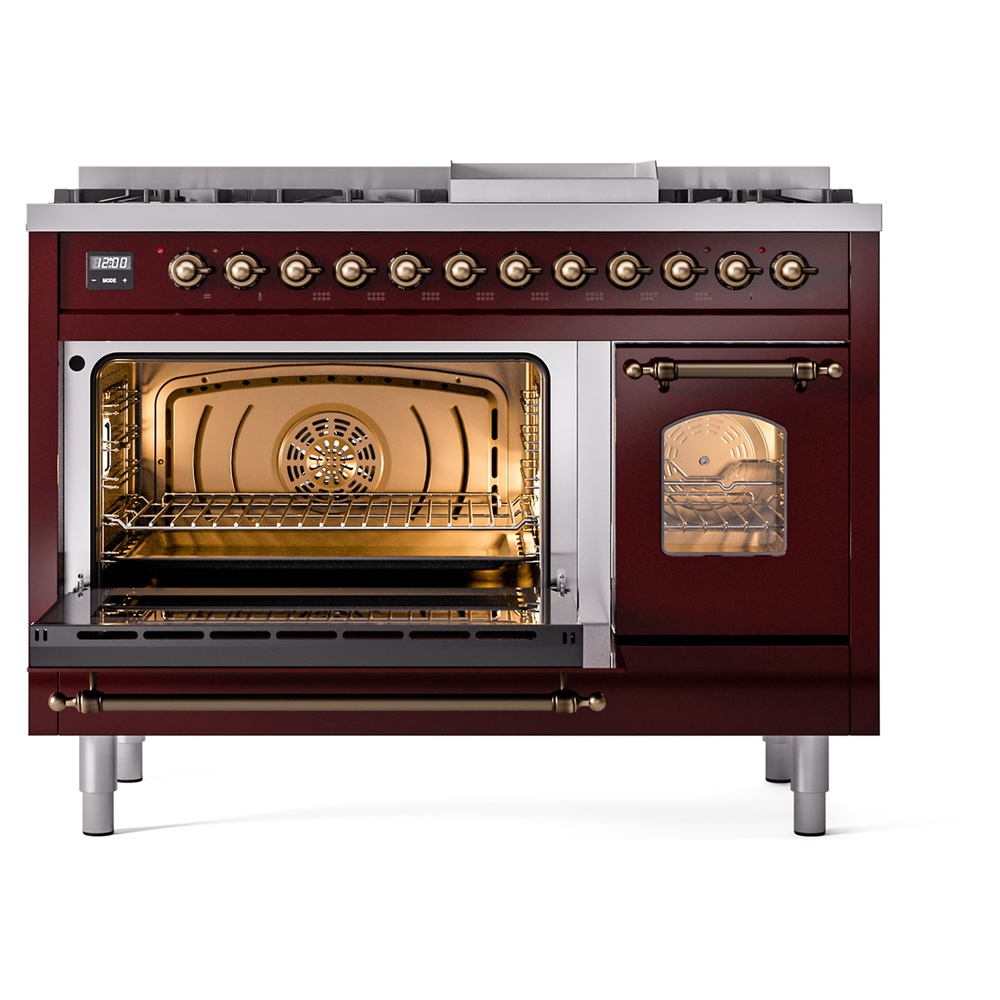 ILVE_UP48FNMPBUBLP_Nostalgie_II_48"_Dual_Fuel_Range_main_oven_door_opened