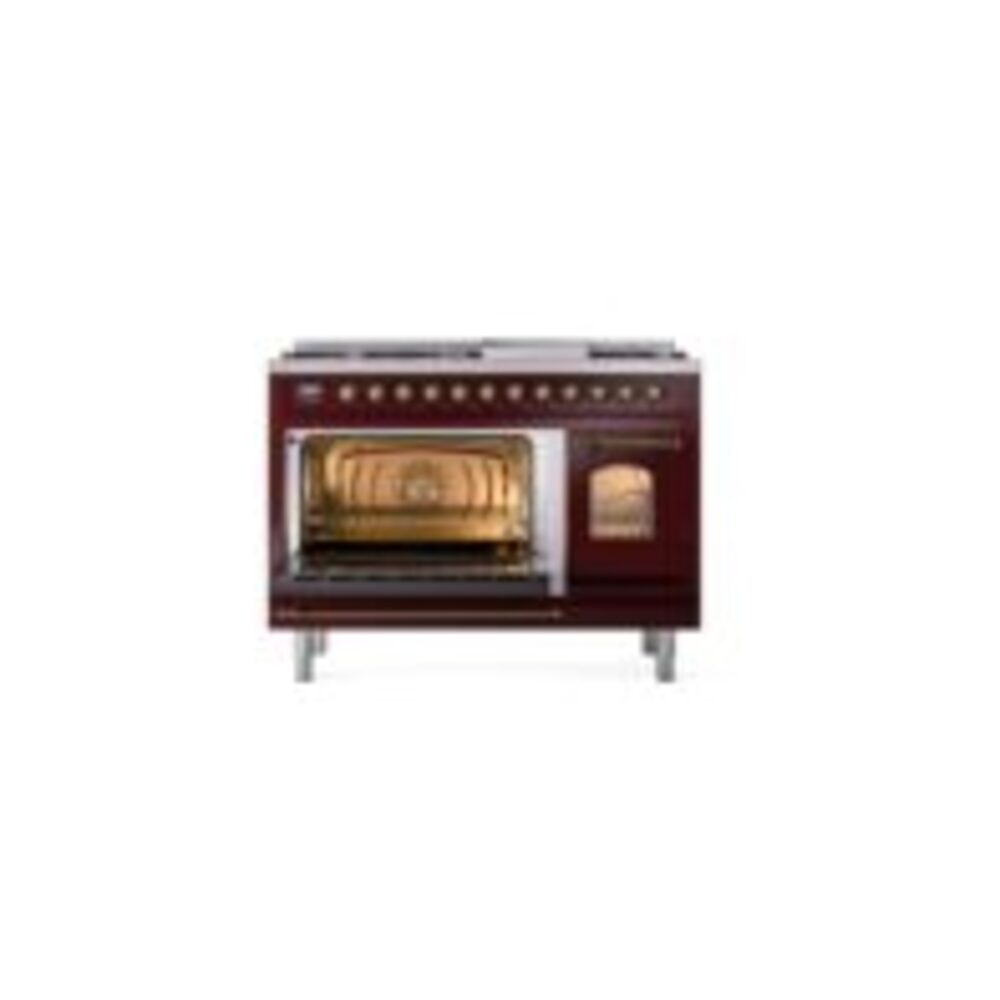 ILVE_UP48FNMPBUBLP_Nostalgie_II_48"_Dual_Fuel_Range_main_oven_door_opened