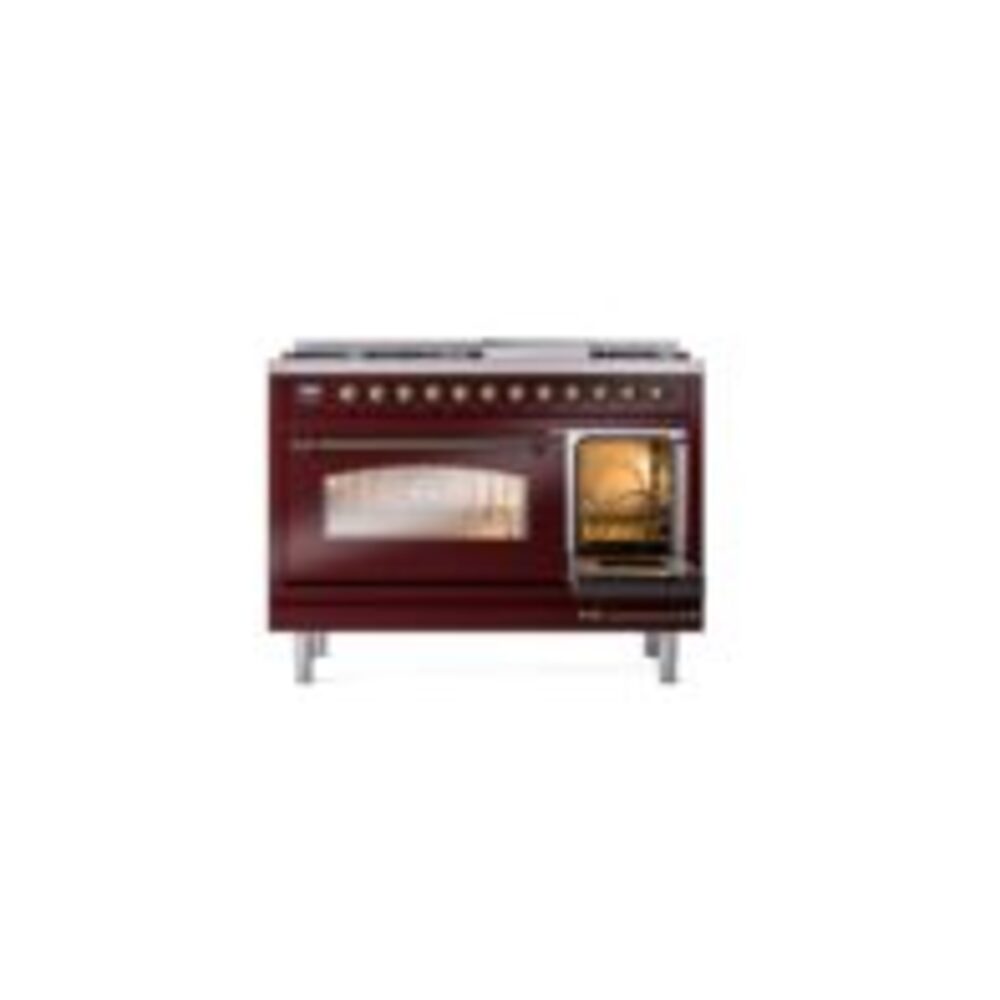 ILVE_UP48FNMPBUBLP_Nostalgie_II_48"_Dual_Fuel_Range_side_oven_door_opened