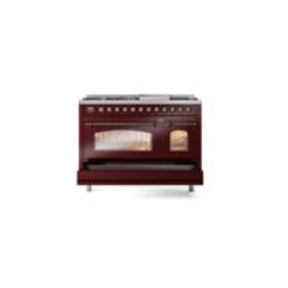 ILVE_UP48FNMPBUBLP_Nostalgie_II_48"_Dual_Fuel_Range_drawer_opened