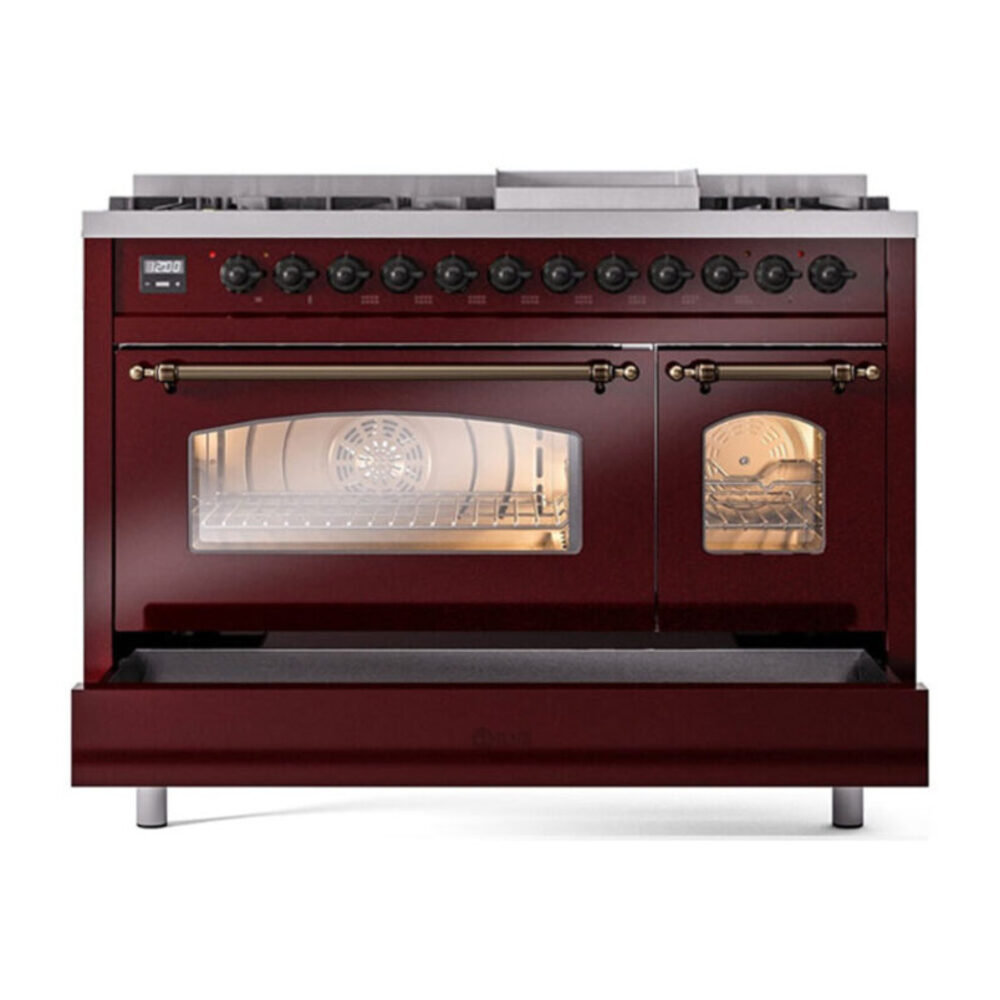 ILVE UP48F Nostalgie II 48 inch Dual Fuel Range with 5.02 cu. ft. Total Double Oven Capacity