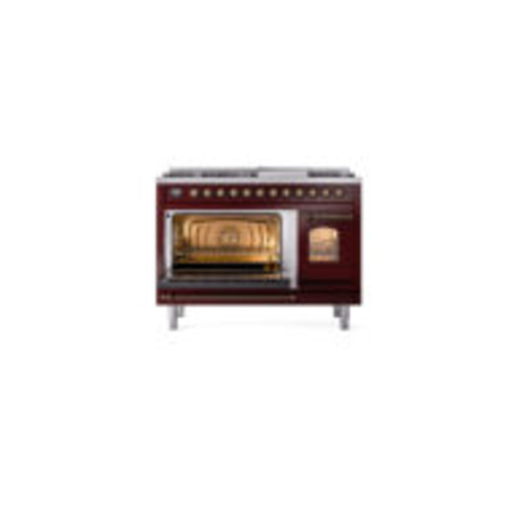 ILVE_UP48FNMPBUB_Nostalgie_II_48"_Dual_Fuel_Range_main_oven_door_opened