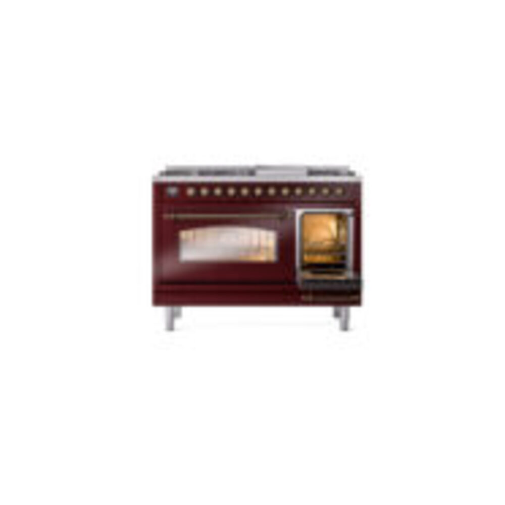 ILVE_UP48FNMPBUB_Nostalgie_II_48"_Dual_Fuel_Range_side_oven_door_opened