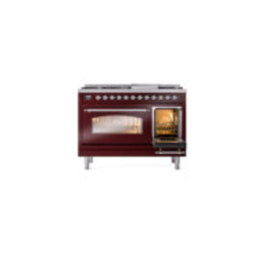 ILVE_UP48FNMPBUCLP_Nostalgie_II_48"_Dual_Fuel_Range_side_oven_door_opened