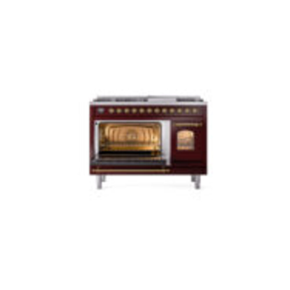 ILVE_UP48FNMPBUGLP_Nostalgie_II_48"_Dual_Fuel_Range_main_oven_door_opened
