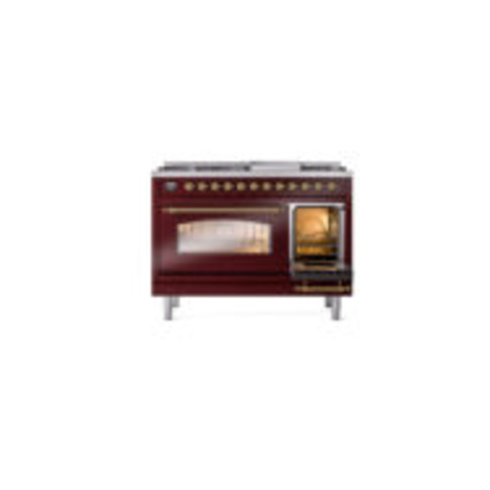 ILVE_UP48FNMPBUGLP_Nostalgie_II_48"_Dual_Fuel_Range_side_oven_door_opened