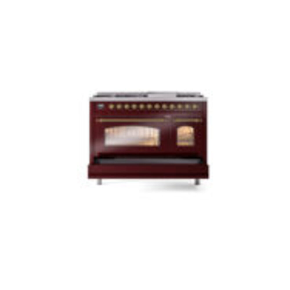 ILVE_UP48FNMPBUGLP_Nostalgie_II_48"_Dual_Fuel_Range_drawer_opened