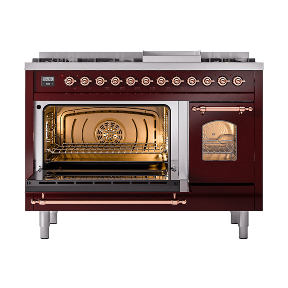 ILVE_UP48FNMPBUPLP_Nostalgie_II_48"_Dual_Fuel_Range_main_oven_door_opened