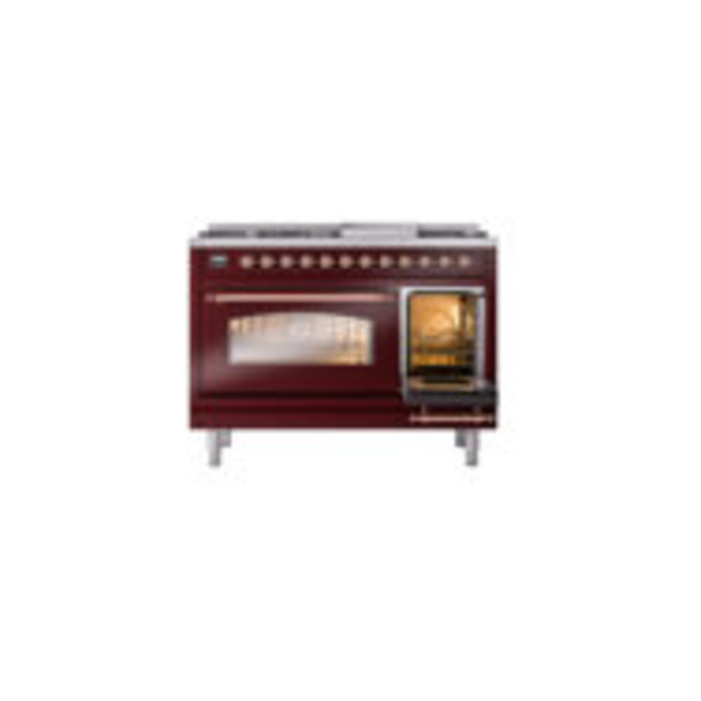 ILVE_UP48FNMPBUPLP_Nostalgie_II_48"_Dual_Fuel_Range_side_oven_door_opened