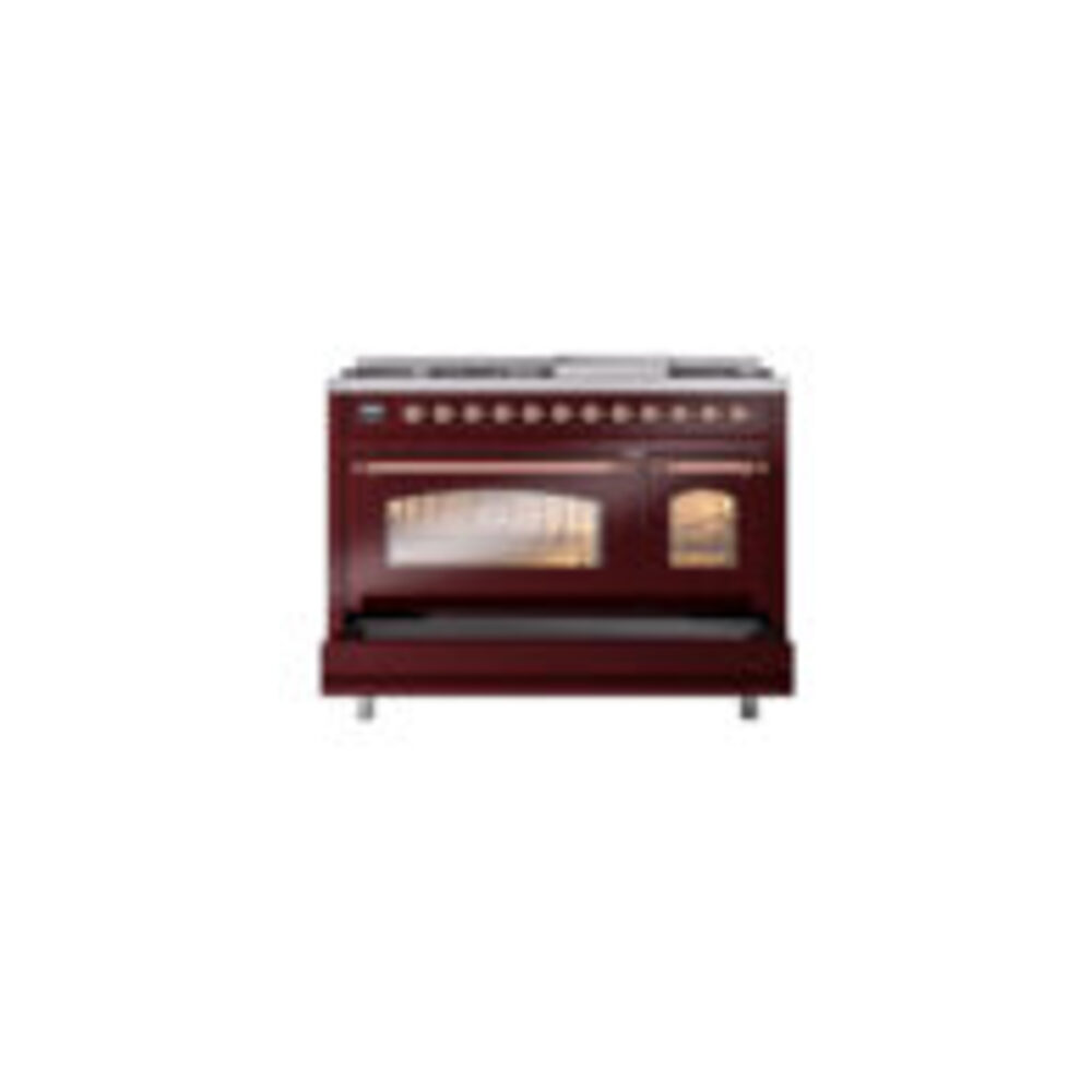 ILVE_UP48FNMPBUPLP_Nostalgie_II_48"_Dual_Fuel_Range_drawer_opened