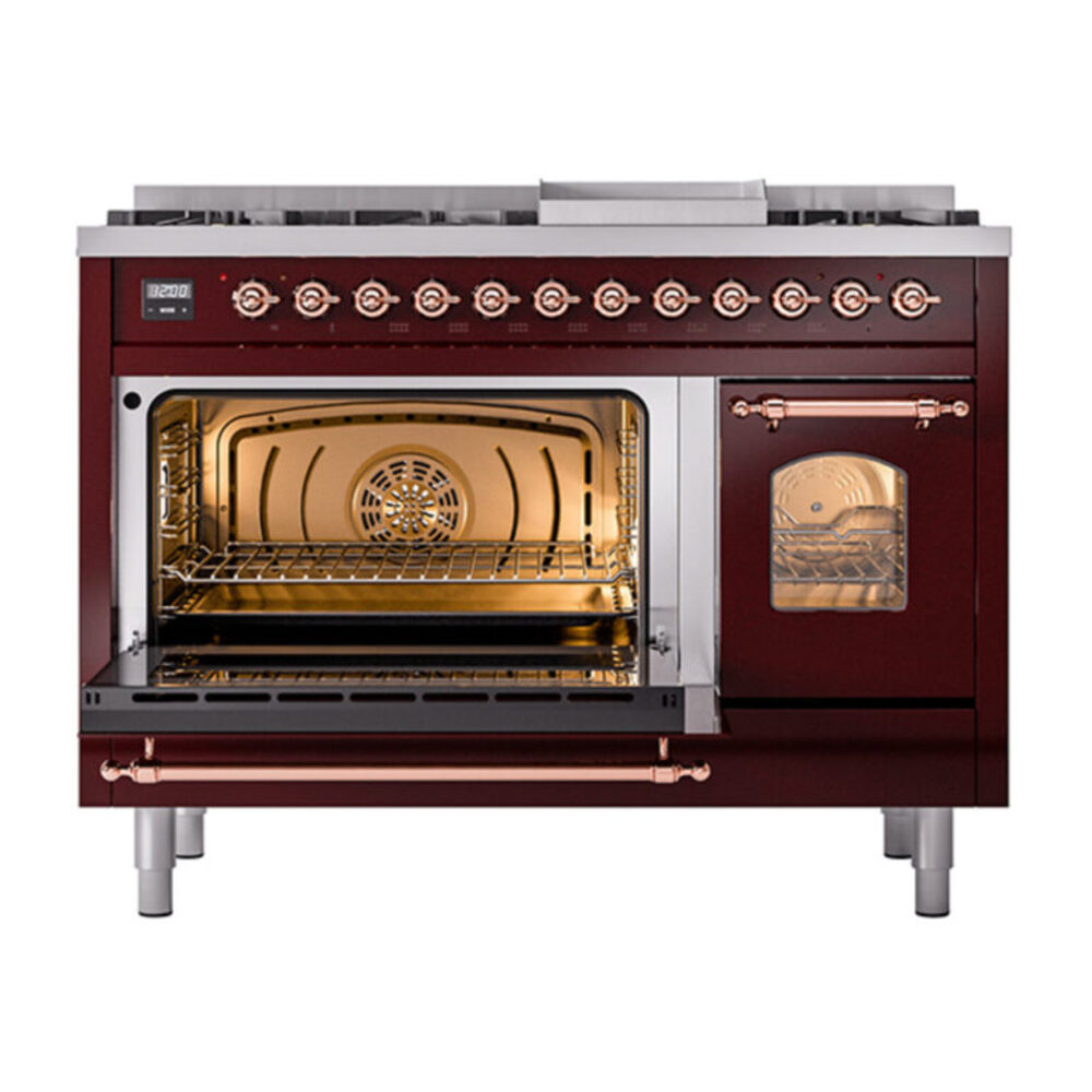 ILVE_UP48FNMPBUP_Nostalgie_II_48"_Dual_Fuel_Range_main_oven_door_opened